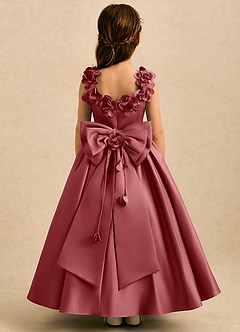 Azazie Eden Blumenmädchenkleider Ballkleid Plissee Matte Satin Kleid Antike Rose image1