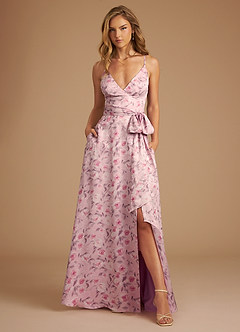 Azazie Sophia Vestidos de damas de honor Vestido de Roseta Floral De Ensueño de Floral De Ensueño de Corte en A con Plisado image1