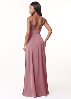 Azazie Brielle Bridesmaid Dresses Vintage Mauve A-Line Cowl Spaghetti Straps Stretch Satin Dress image2
