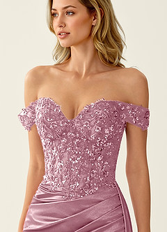 Nerine Dusty Pink Lace Corset Lace Up Back Mermaid Prom Dress image2