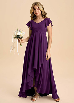Azazie Caria Junior Grape A-Line Pleated Chiffon Dress image6