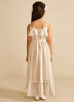 Azazie Karmen Flower Girl Dresses White Alabaster A-Line Ruched Chiffon Dress image3