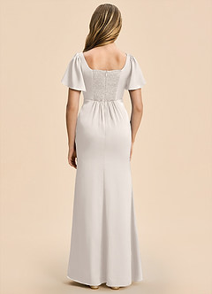 Azazie Chace Junior White Alabaster Sheath Stretch Satin Dress image2