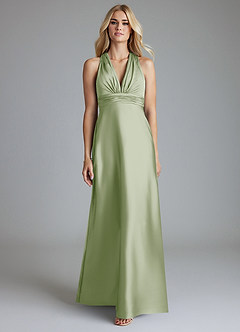 Azazie Raelynn Brudtärnklänningar Klä av A-Linje i Stretch Satin Plisserad Dusty Sage image4