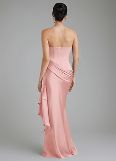 Azazie Draya Bridesmaid Dresses Powder Pink Mermaid Strapless Stretch Satin Dress image2