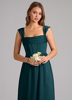 Azazie Hattie Brautjungfernkleider A-Linie Korsett Stretch-Satin Kleid Kiefer image6