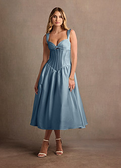 Arwen Powder Blue Dropped Waist Midi Dress image5