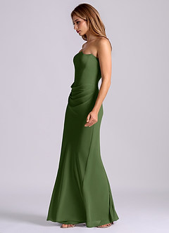 Azazie Debby Bridesmaid Dresses Olive Mermaid Strapless Chiffon Dress image4