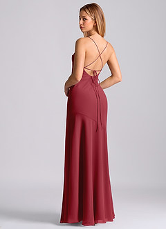 Azazie Grata Bridesmaid Dresses Pomegranate Mermaid Pleated Chiffon Dress image2