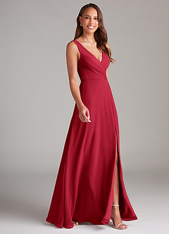 Azazie Nelly Bridesmaid Dresses Scarlet A-Line Pleated Chiffon Dress image3