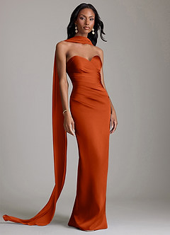 Azazie Sonora Brudtärnklänningar Klä av Tubklänning i Stretch Satin Axelbandslös Paprika image9