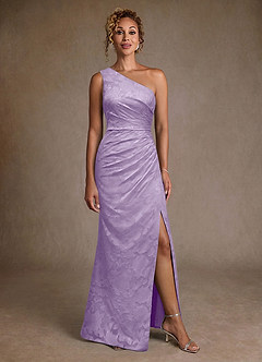 Azazie Joylin Suknie dla Matki Panny Młodej Trąbka Jedno ramię Kwiatowe wypalenie Długość podłogi Sukienka image4