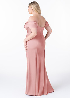 Azazie Amyra Jurken voor bruidsmeisjes Converteerbaar Jurk van Stretch Satijn met Zeemeermin Off the Shoulder Poederroze image12