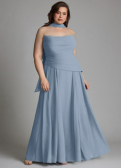 Azazie Gabriela Bridesmaid Dresses Dusty Blue A-Line Corset Chiffon Dress image18