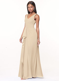 Azazie Julianna Bridesmaid Dresses Champagne A-Line Chiffon Dress image3
