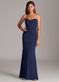 Azazie Katelyn Brudtärnklänningar Klä av Tubklänning i Maska Axelbandslös Mörk Marinblå Konvertibel image5