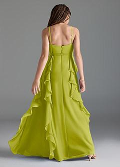 Azazie Peyton Junior Lemongrass A-Line V-Neck Cascading Ruffles Chiffon Dress image5