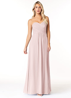Azazie Yazmin Bridesmaid Dresses Blushing Pink A-Line Sweetheart Neckline Chiffon Convertible Dress image4