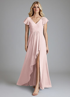 Azazie Omari Bridesmaid Dresses Blushing Pink A-Line Chiffon Dress image3