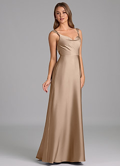 Azazie Beatrice Bridesmaid Dresses Taupe A-Line Sweetheart Neckline Stretch Satin Dress image5
