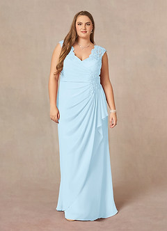 Azazie Gladys Mother of the Bride Dresses Sky Blue A-Line Queen Anne Lace Chiffon Dress image7