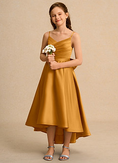 Azazie Sweets Junior Formal Flower Girl Klänningar Klä A-Line i Matt satäng Plisserad image1