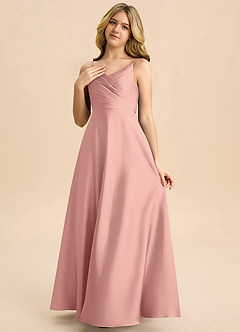 Azazie Bug Junior Abito A-Line in Raso Elasticizzato Plissettato Rosetta image3