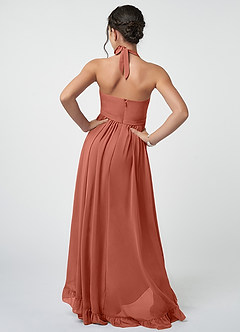 Azazie Hermione Junior A-Linie Chiffon Kleid Lehm image3