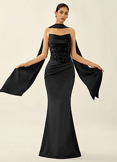 Melisande Black Sparkly Corset Lace Up Back Mermaid Prom Dress image2