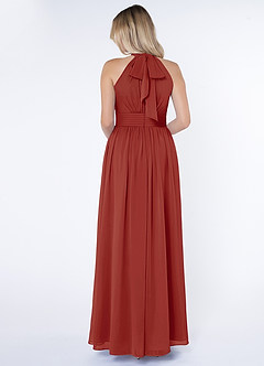 Azazie Iman Bridesmaid Dresses Terracotta A-Line A-Line Ruched Chiffon Dress image2