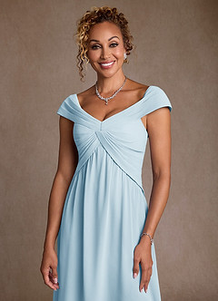 Azazie Myrtle Kleider für die Brautmutter A-Linie Plissee Chiffon Kleid Himmelblau image5