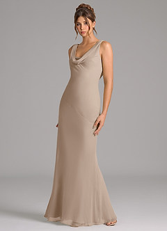 Azazie Rylina Bridesmaid Dresses Taupe Mermaid Pleated Chiffon Dress image5