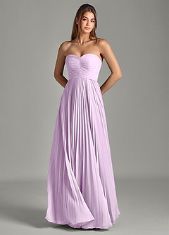 Azazie Chiana Abiti da Damigella Abito A-Line in Chiffon Senza Cinturino Lilla Glassato image3