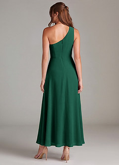 Azazie Brooke Bridesmaid Dresses Emerald A-Line One Shoulder Chiffon Dress image5