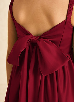 Azazie Midge Flower Girl Dresses Burgundy A-Line Bow Matte Satin Dress image3