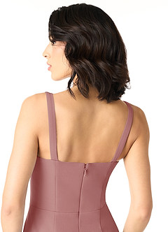 Azazie Gianetta Final Sale Dusty Rose Mermaid Side Slit Stretch Crepe Dress image5