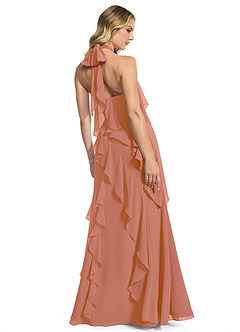 Azazie Velma Robes de demoiselle d'honneur Robe Trapèze en Mousseline de soie Fente Latérale Mai Tai image2