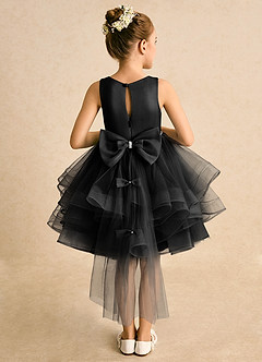 Azazie Tinie Blumenmädchenkleider Ballkleid Schleifen Tüll Kleid Schwarz image1