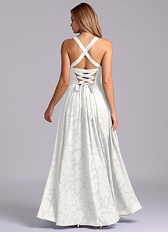 Azazie Francis Brautjungfernkleider A-Linie Korsett Blumen-Burnout Kleid Weiß image6