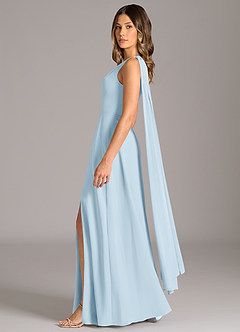 Azazie Tella Jurken voor bruidsmeisjes Jurk van Chiffon met A-Lijn One-Shoulder Hemelsblauw image4
