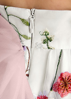 Azazie Peppa Flower Girl Dresses Blushing Pink A-Line Sweetheart Neckline Tulle Dress image7