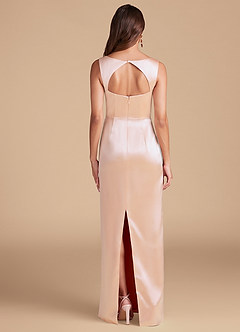 Azazie Flori Brautjungfernkleider Etui Seitliche Cut-Outs Metallischer Satin Kleid Roségold image4