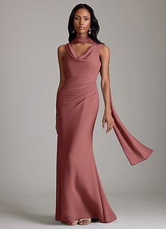 Azazie Linelle Bridesmaid Dresses Amethyst Mermaid Pleated Chiffon Dress image1