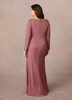 Azazie Risa Mother of the Bride Dresses Desert Rose Mermaid V-Neck Pleated Mesh Dress image8