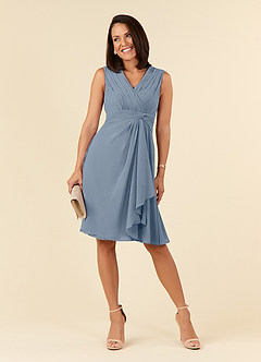 Azazie Theron Mother of the Bride Dresses Twilight A-Line V-Neck Pleated Chiffon Dress image1