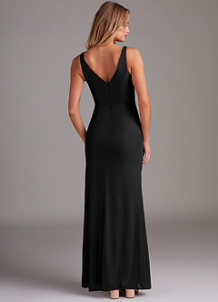 Azazie Leandra Bridesmaid Dresses Black Mermaid V-Neck Pleated Mesh Dress image2