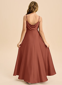 Azazie Bug Junior Robe Trapèze en Satin extensible Plissée Auburn image1