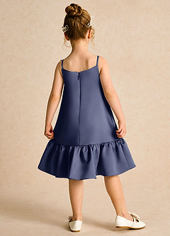 Azazie Kiwi Flower Girl Dresses Stormy A-Line Spaghetti Strap Matte Satin Dress image2