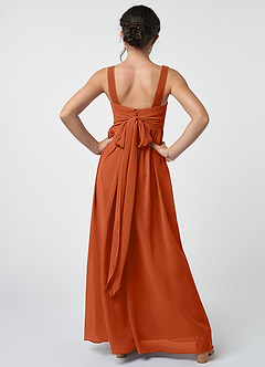 Azazie Kora Junior Burnt Orange A-Line Pleated Chiffon Dress image2