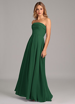Azazie Lucienne Bridesmaid Dresses Dark Green A-Line Strapless Chiffon Convertible Dress image4